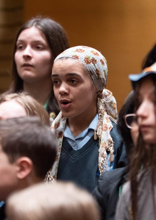 Photograph of teenage girls singing in the CBSO Youth Chorus