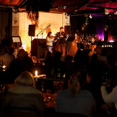 Photograph of a quartet performing at Hockley Social Club